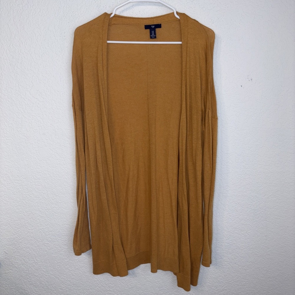 GAP Soft Lightweight Long Open Front Cardigan Camel Tan Women's Size M
